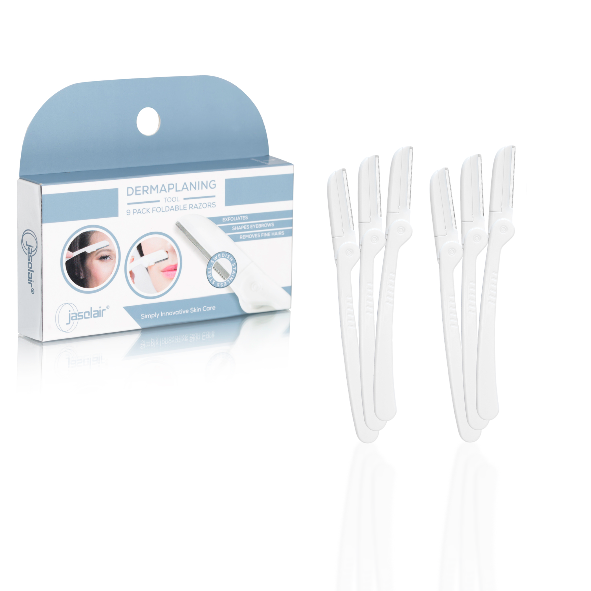 Lilibeth Of New York Original Brow Shaper - Foldable Eyebrow Trimmer & Facial Hair Removal Device - Peach Fuzz Remover - Dermaplaning Tool For Women - Singles - Mint Green